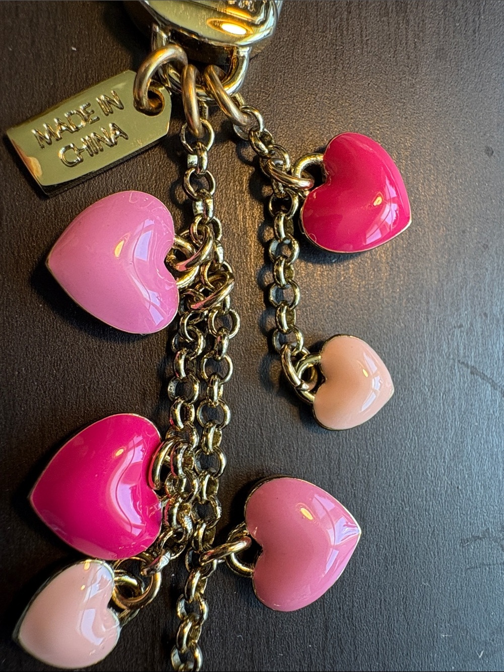 COACH Gold-Tone Keychain with Pink Heart Charms - Picture 4 of 5